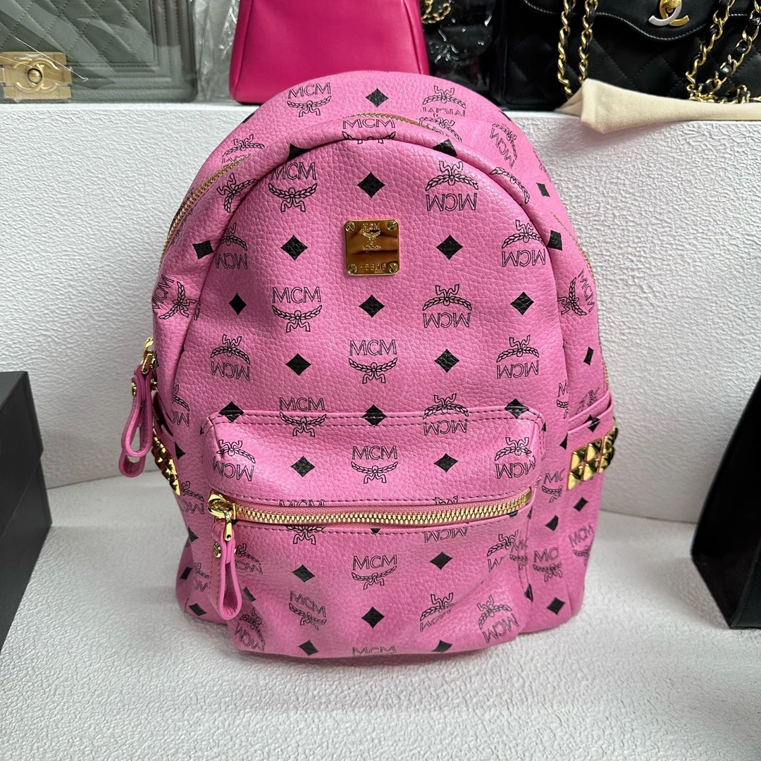 00202/MCM 粉色 经典系列 mini 双肩小书包99新