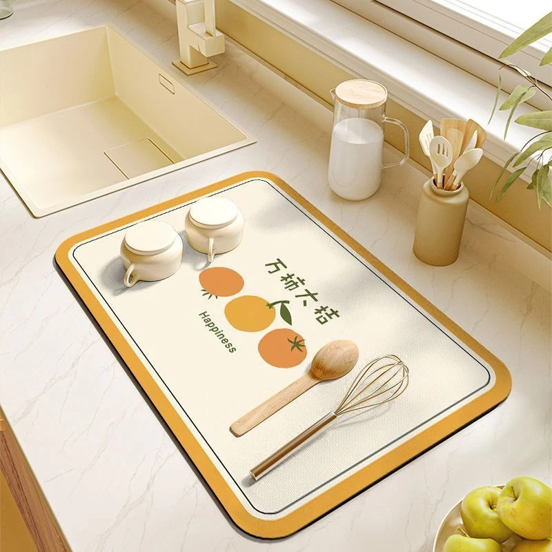 厨房沥水垫家用耐脏餐桌垫台面时尚吸水防滑隔热垫硅藻泥沥水垫子
