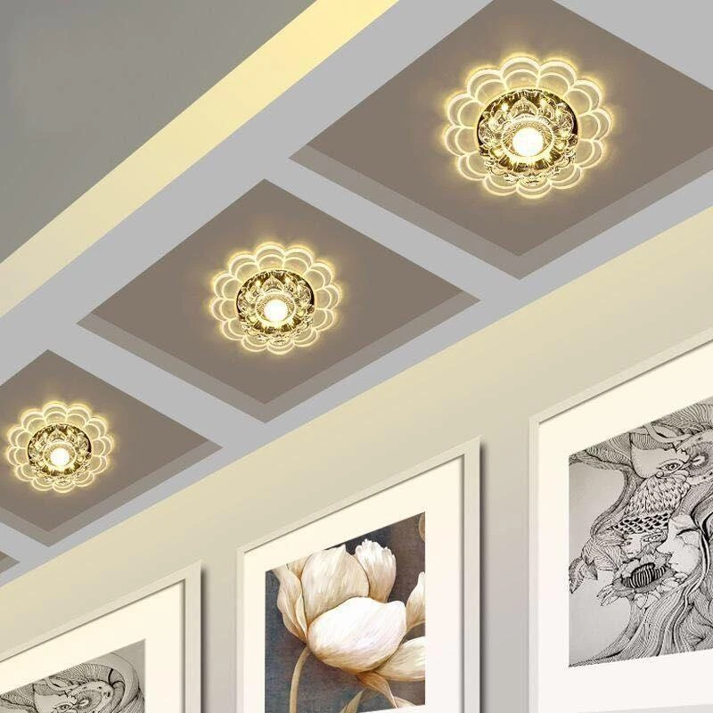 欧普智能七彩led水晶过道灯走廊灯简约门厅灯创意玄关灯吸顶灯客