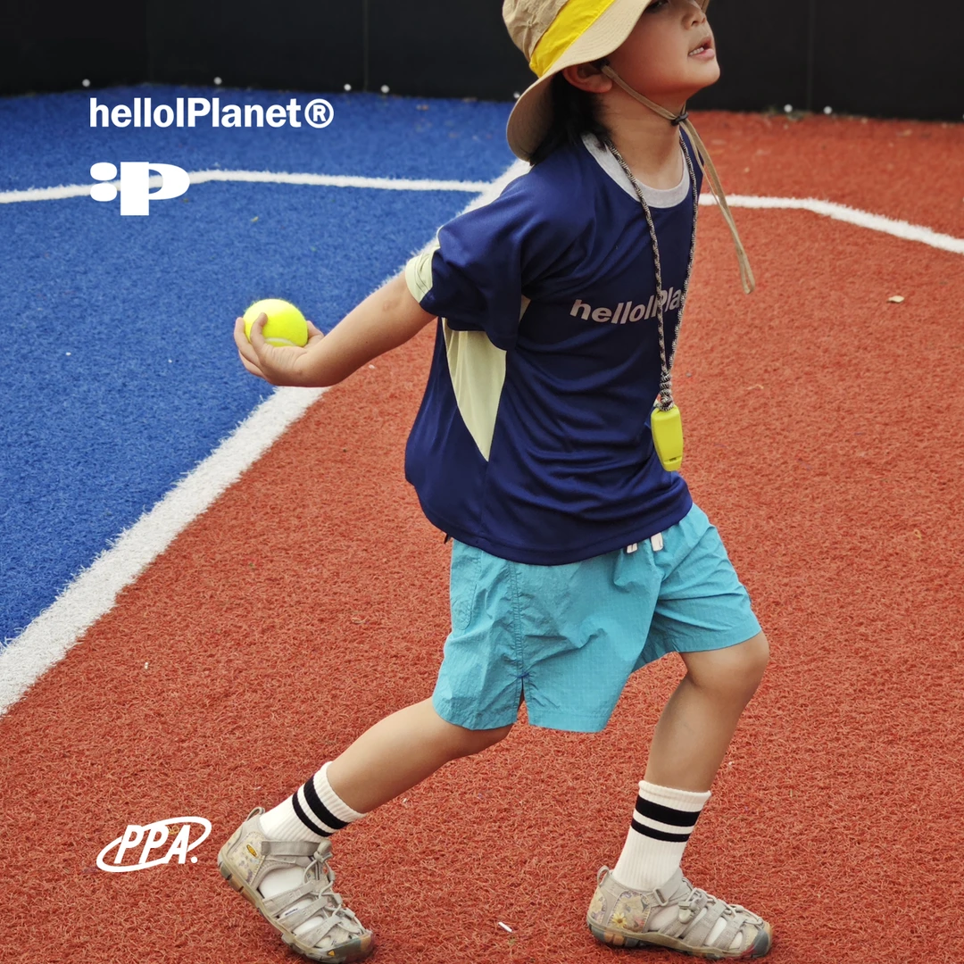 ppapa 速干网眼拼色短袖儿童运动夏季印花撞色T恤 913638