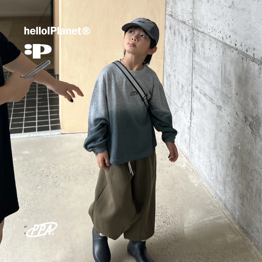 ppapa 现货 吊染渐变针织宽松圆领卫衣长袖儿童 813474