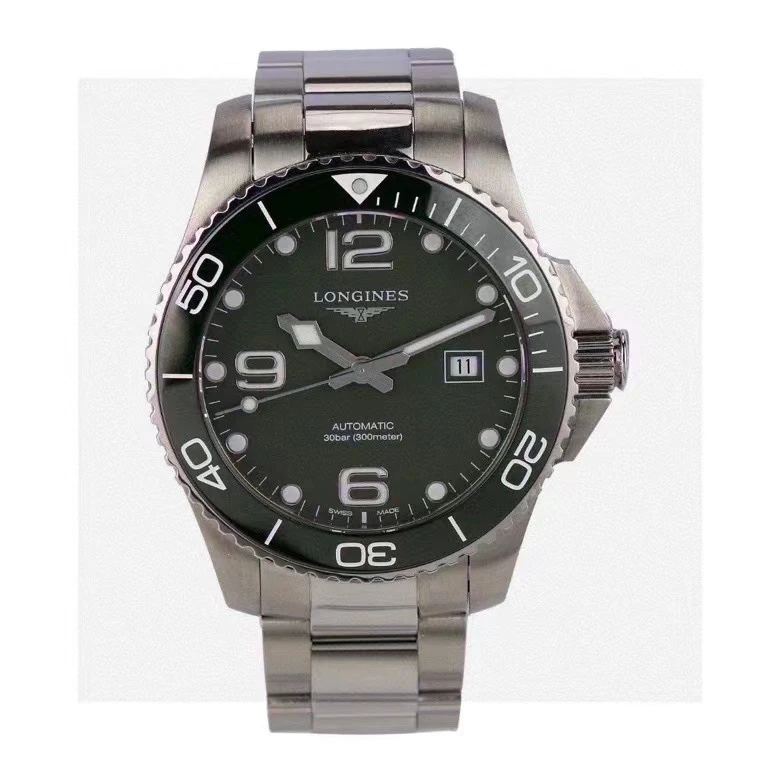 95新 Longines/浪琴 康卡斯L3.782.4.06.6 绿盘 43表径