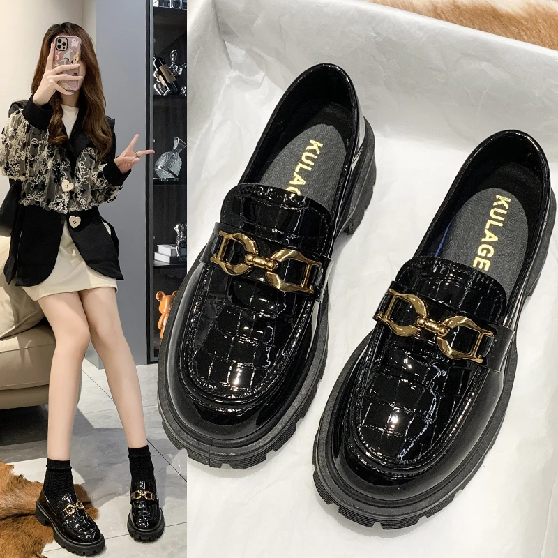 【达人专享】L896英伦风乐福鞋女款百搭小皮鞋软底一脚蹬休闲单鞋