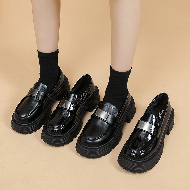 【时髦好物】小个子乐福鞋小皮鞋2024新款单鞋女鞋英伦风厚底乐福鞋