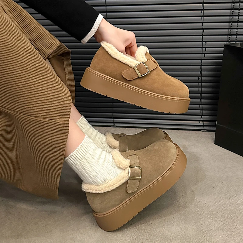 【现货】620大棉勃肯鞋冬季加绒加厚短筒厚绒方头雪地靴时尚百搭