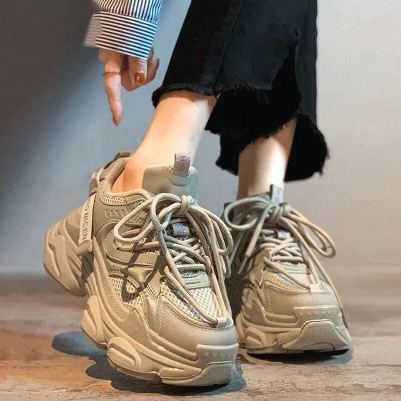 秋冬季回力休闲厚底老爹鞋女款2023春秋新款增高黑色时尚运动鞋浅