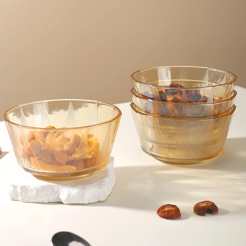 【拍一发四】琥珀钻石碗小碗玻璃碗ins家用高颜值沙拉碗甜品碗