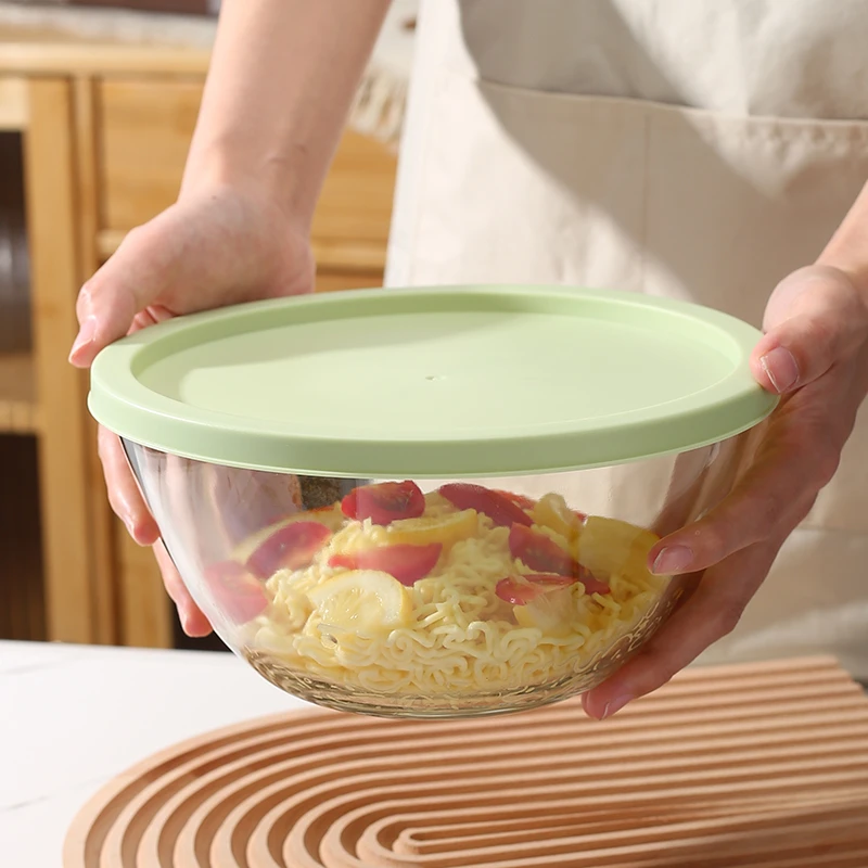 2700毫升透明玻璃和面盆带盖加厚耐热玻璃盆面碗打蛋厨房简约