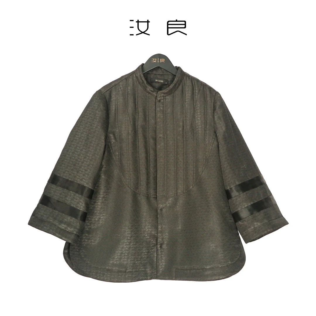 重缎宽松小立领短外套