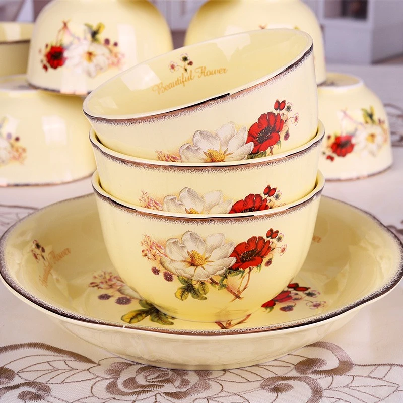 金边卡萨高颜值加厚欧式家用高档防烫陶瓷餐具新款吃饭碗盘个性