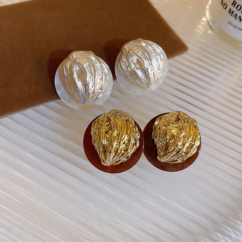 铜合金耳饰 醋酸圆形几何耳环时尚简约百搭耳钉大气高级感耳饰