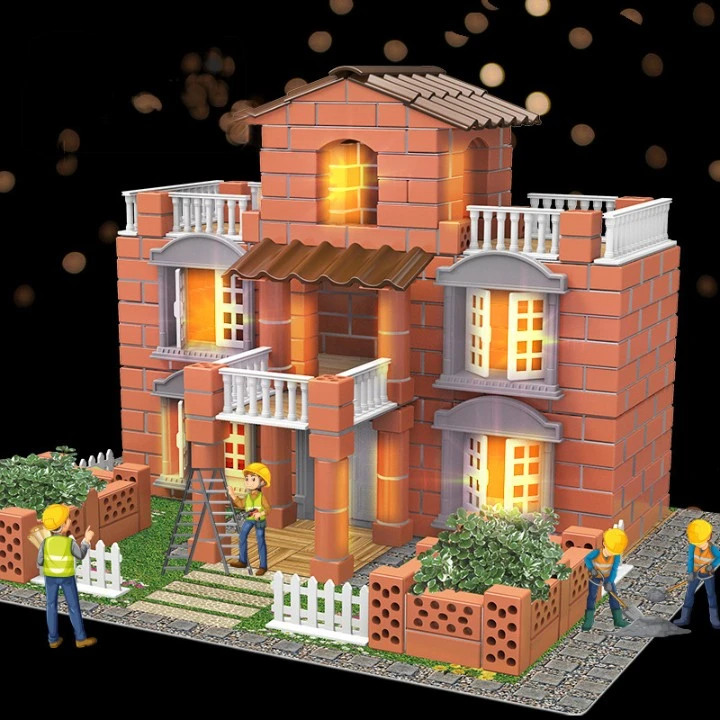 迷你积木泥瓦匠DIY小屋建筑别墅仿真迷你模型拼装儿童盖房子玩具