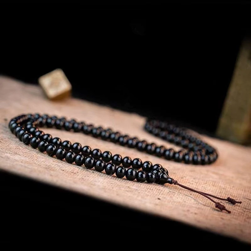 非金属木质手链 黑牦牛角藏式圆珠桶珠手链手串佛珠念珠108简约