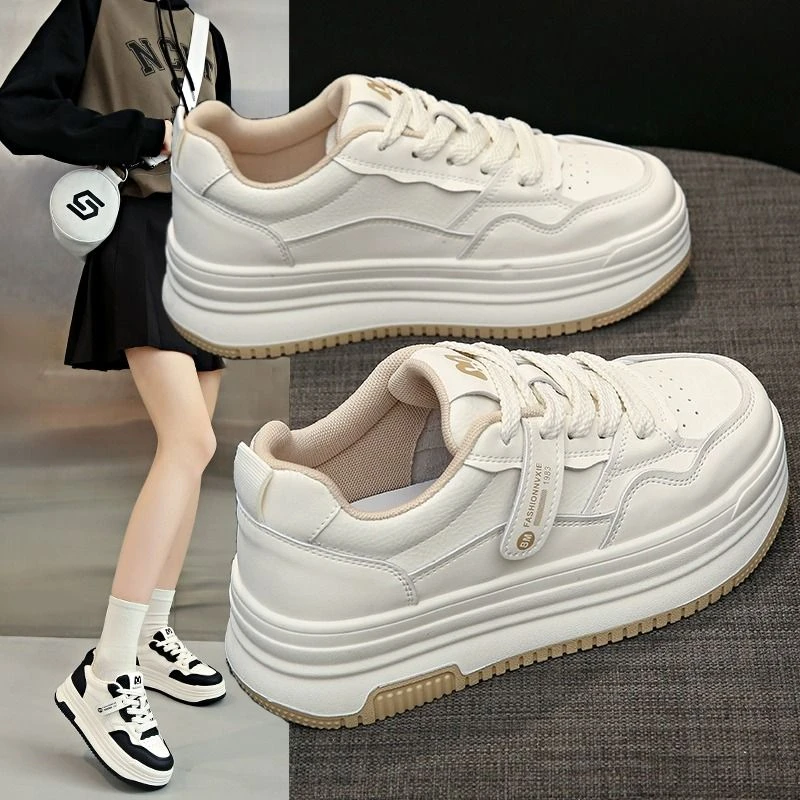 【粉丝专属】2024韩版时尚休闲百搭厚底增高小白鞋春秋板鞋女A-2
