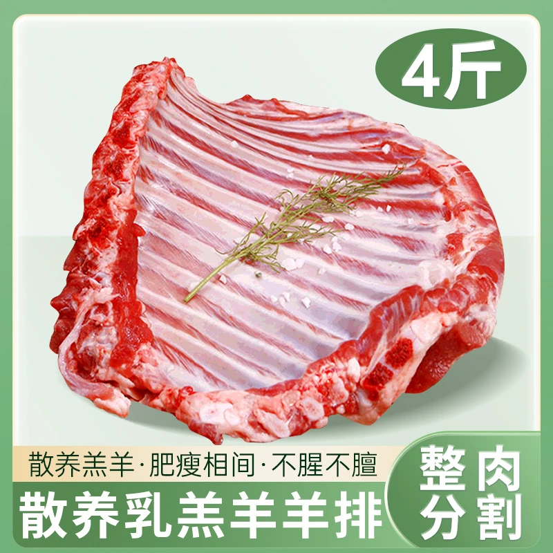 羊排羊肉新鲜手抓羊肉4斤乳羔羊肉烧烤生鲜食材切块