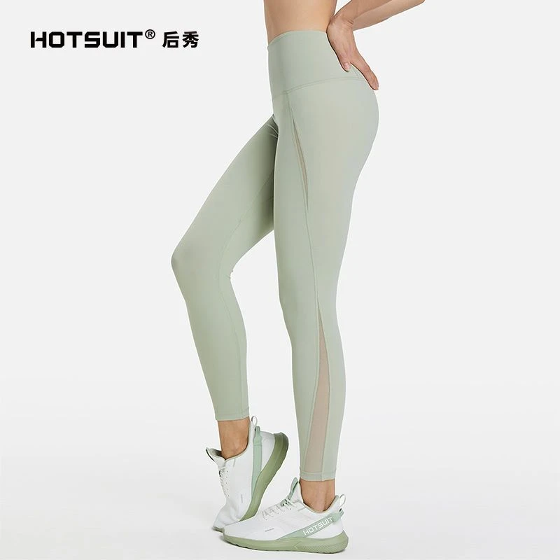 HOTSUIT后秀紧身裤女室内健身房透气网纱九分裤轻薄款运动瑜伽裤