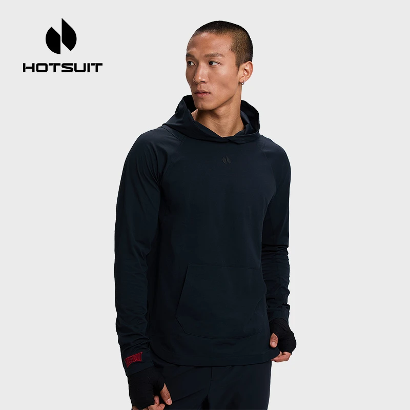 HOTSUIT后秀连帽拳击训练服时尚卫衣长袖针织套头衫男运动休闲