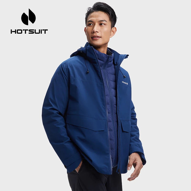 hotsuit后秀2023冬男士防风外套保暖羽绒服两件套户外运动健身c