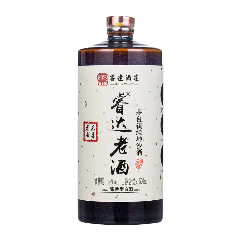 睿达老酒酱香型白酒53度纯粮食高粱酒500ml坤沙老酒53%Vol500毫升