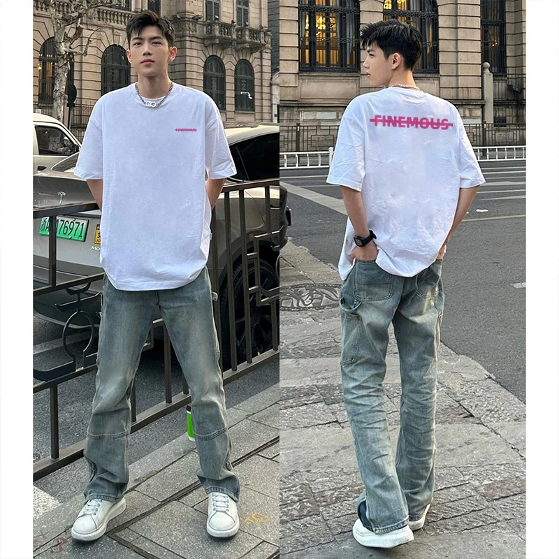 美式街头重磅情侣百搭短袖t恤男夏季简约潮牌hiphop嘻哈纯棉上衣