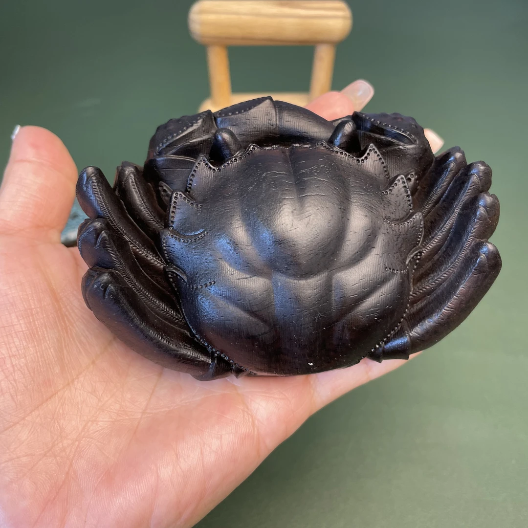 【螃蟹摆件】八方来财，木雕创意手把件把玩件文玩