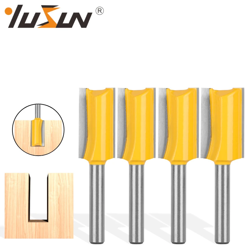 直刀修边机刀头钨钢合金木工铣刀具1/4柄双刃直刀开槽刀修边机