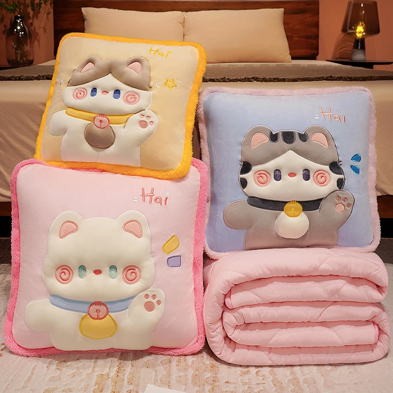 加厚抱枕多功能两用珊瑚绒冬季空调毯子午睡办公室汽车载枕头新款