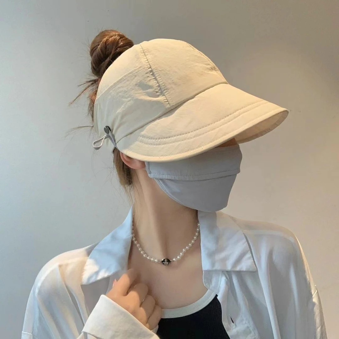 可扎马尾防晒帽女2023夏季休闲薄款透气速干鸭舌帽空顶遮阳太阳帽
