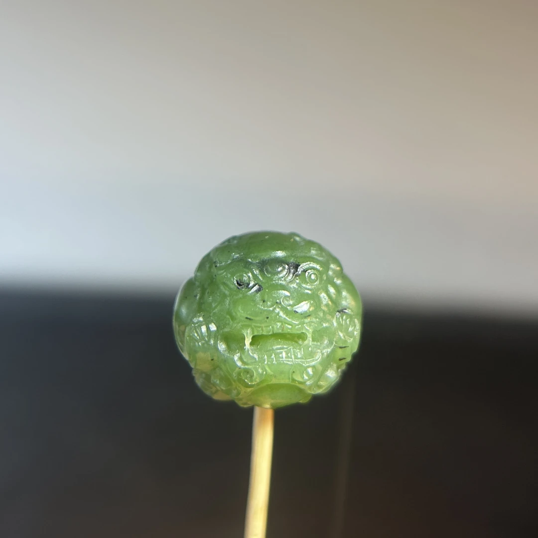和田玉碧玉圆貔貅珠子文玩佩珠龙珠和田玉碧玉兽球瑞兽吊坠上下孔