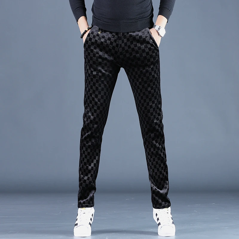 秋冬季时尚百搭帅气休闲裤高级感灯芯绒韩版直筒裤弹力修身长裤子