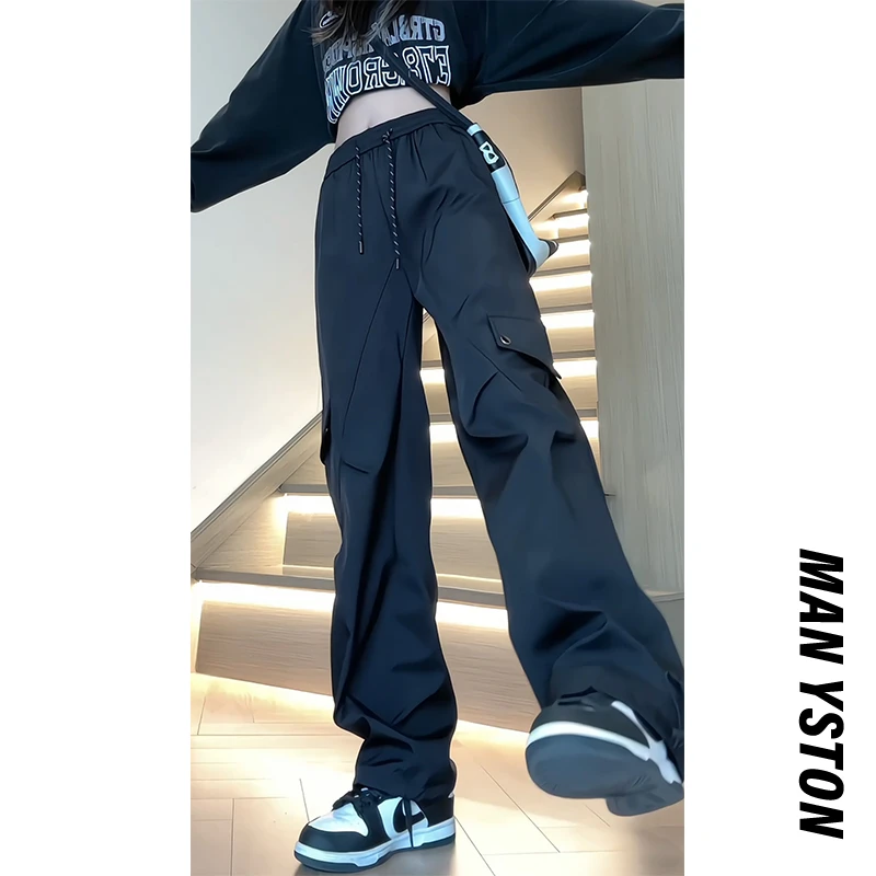 冲锋裤工装阔腿裤裤子美式运动直筒高街宽松春秋潮流设计感百搭