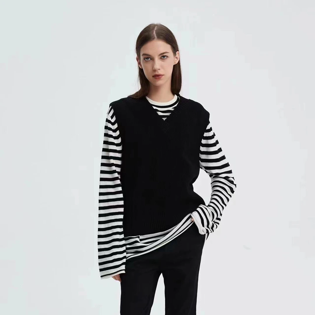 NOEND秋冬百搭叠穿神器100%绵羊毛背心北欧风经典V领马甲无袖上衣