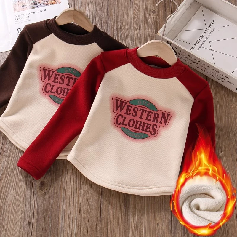 女童长袖t恤2024新款秋冬一体加绒保暖上衣儿童加厚半高领打底衫