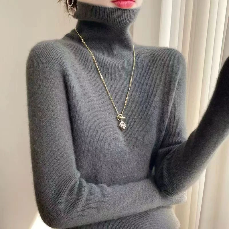 【一线成衣全无缝】堆堆毛衣女堆堆领打底衫休闲修身显瘦内搭-20066