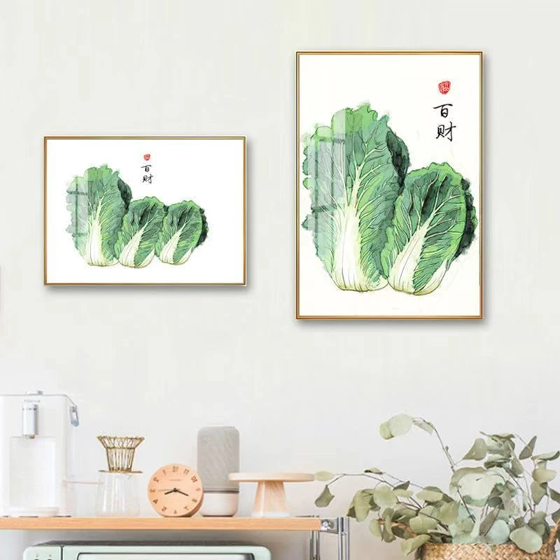 百财图白菜装饰画新中式客厅餐厅玄关壁画招财风水画旺宅高档挂画