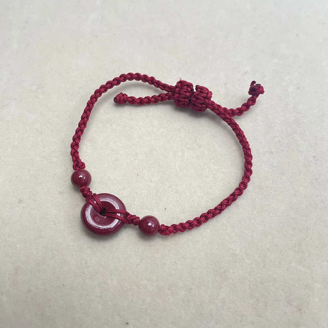 含辰砂工艺品平安扣紫金砂红绳手链B039   zs