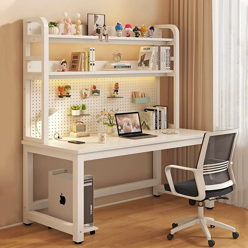 新疆包邮家用电脑桌书桌书架一体桌简约洞洞板学生写字桌办公电脑