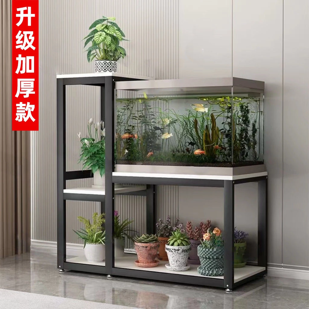 新疆包邮鱼缸柜多层落地鱼缸架子家用客厅水族箱底架金属承重底柜