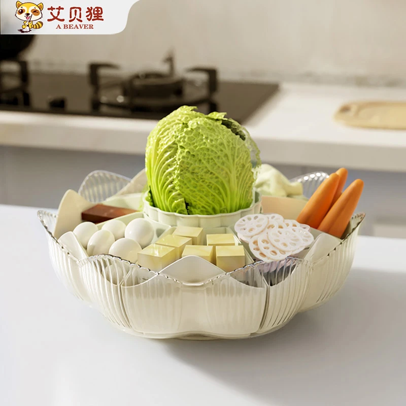 花瓣旋转火锅沥水篮轻奢花瓣配菜盘收纳托盘客厅茶几零食坚果盘