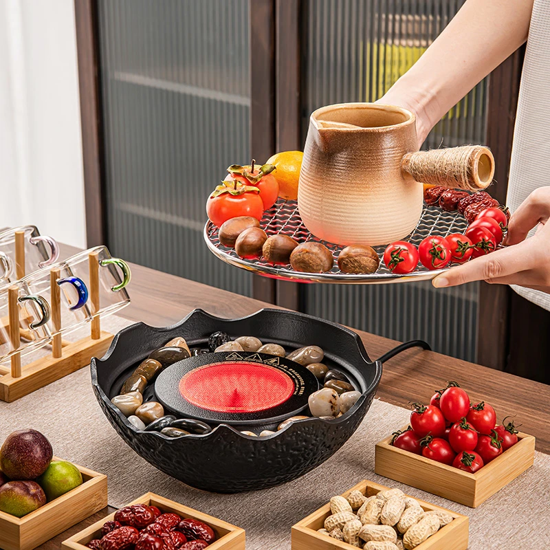 围炉煮茶器具全套罐罐壶烤奶陶瓷侧把茶壶2024电陶炉烤火炉套装