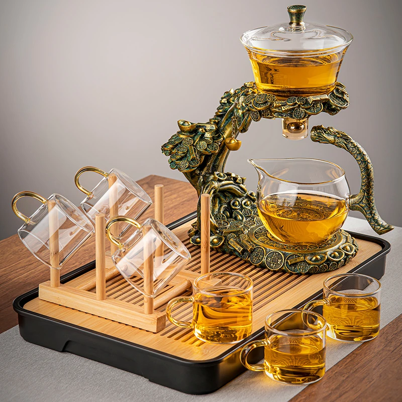 新款玻璃自动茶具套装家用高档轻奢茶杯功夫磁吸茶壶懒人泡茶神器