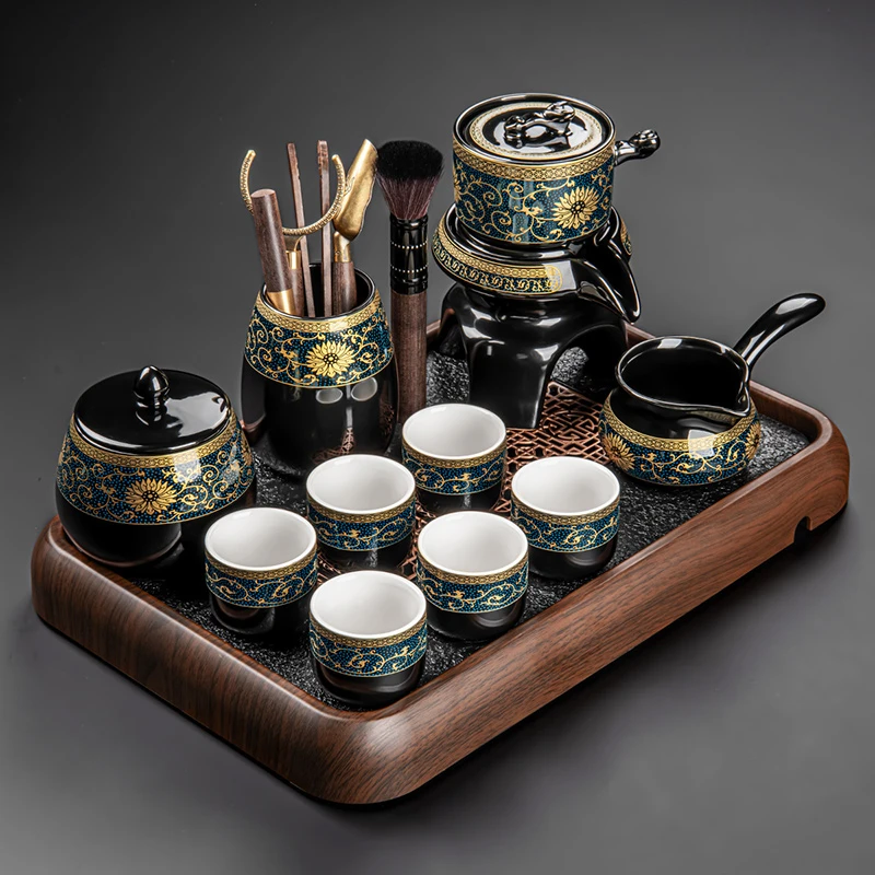 自动茶具套装家用旋转茶壶2024新款轻奢高档陶瓷泡茶专用懒人神器