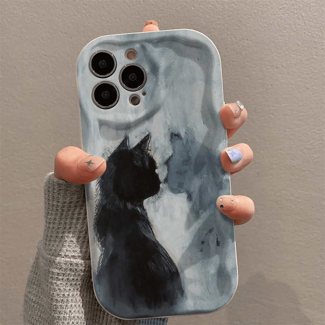 DINGLIN全包迷雾黑猫iphone15/13苹果14手机壳华为vivo小米oppo套