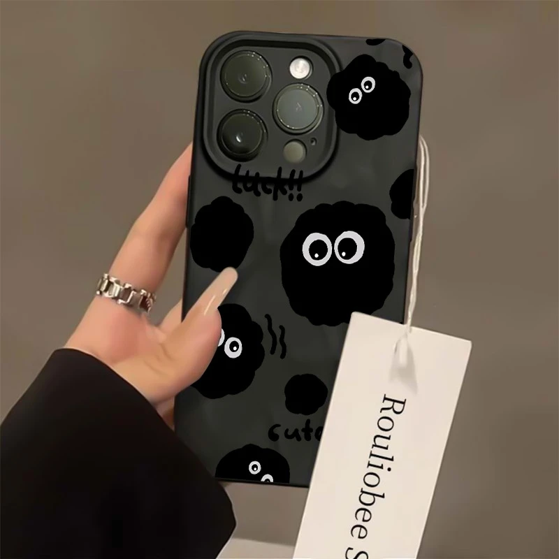 小煤球黑苹果15promax褶邹小众iphone14全包13p12防摔11/8/7X软