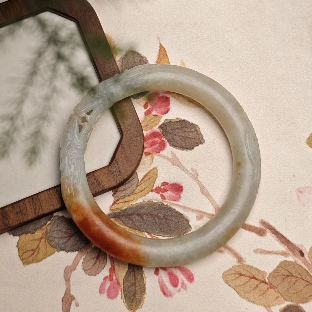 盛夏家｜老翡翠红黄翡特色双龙故宫色镯子｜60-61圈口