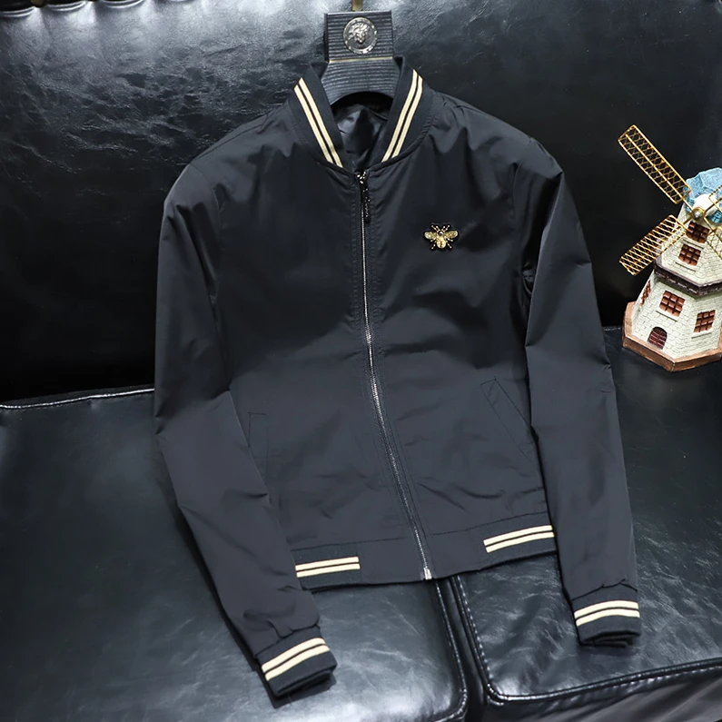 欧洲站潮牌棒球领男士夹克时尚帅气春季修身男装简约休闲百搭春秋