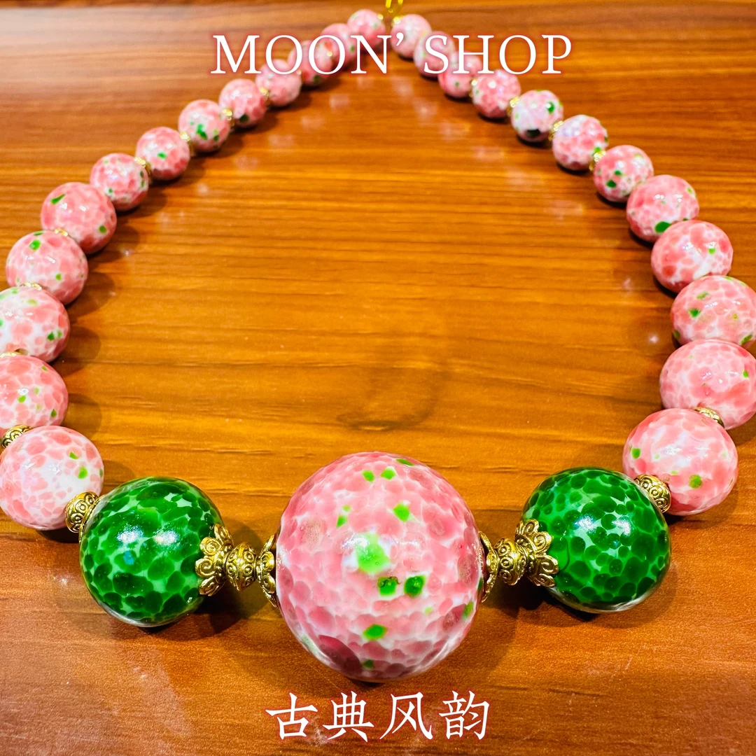 铜合金项链  Moonvintage首饰【粉色樱花图案短款项链】饰品