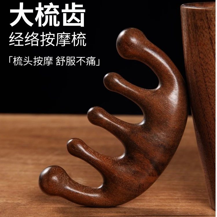 五齿按摩梳梳子梳头男女头皮经络圆头梳宽齿