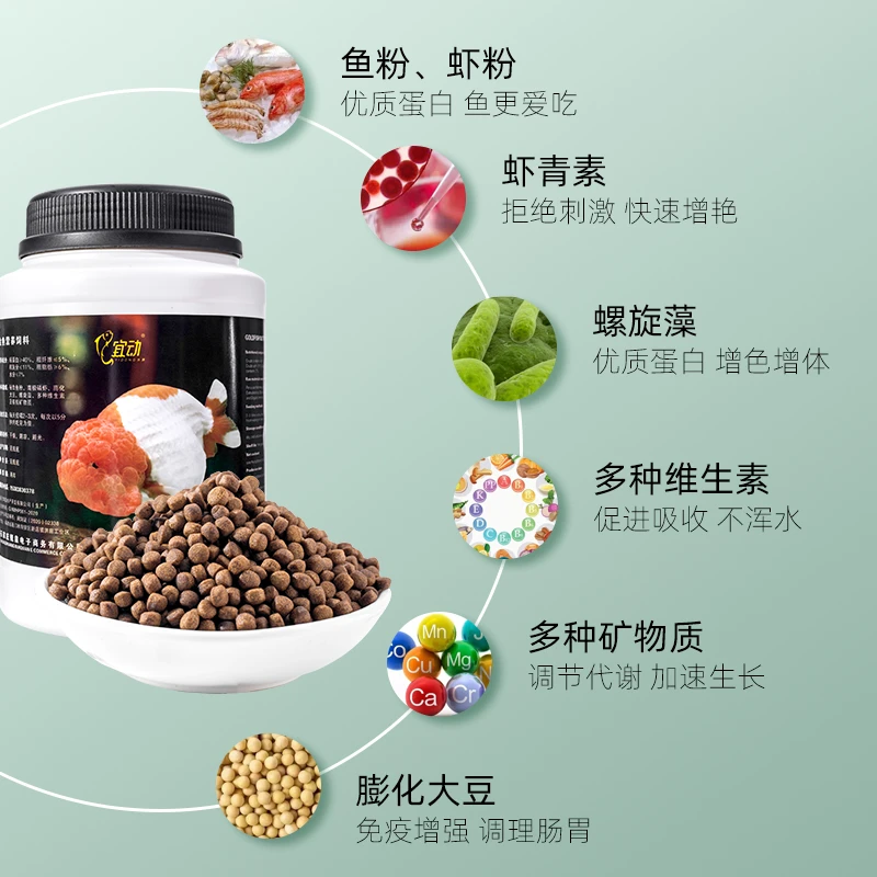 兰寿金鱼饲料促进狮子头小颗粒观赏鱼上浮型高蛋白优质增强鱼食料