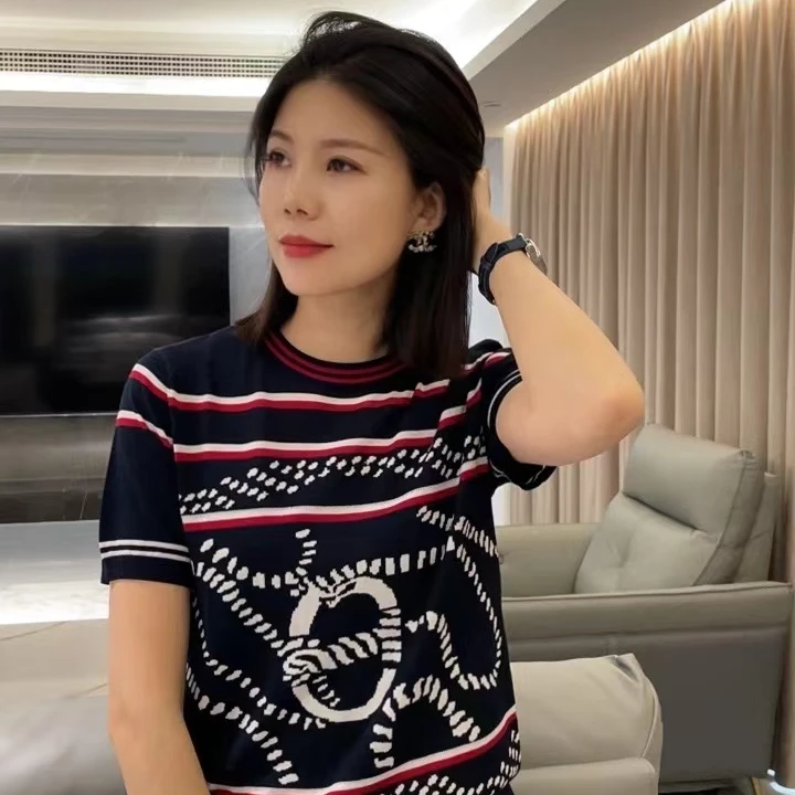 JY24夏季时尚轻奢潮流高品质百搭休闲绳索图案针织衫